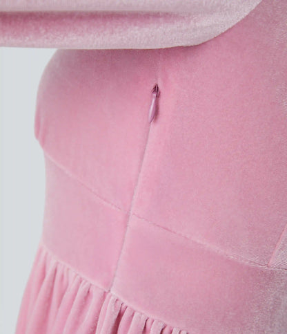 Everyday Deep V Neck Long Sleeve Ruffled Hem Velvet Mini Chill Dress