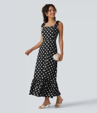 Square Neck Polka Dot Maxi Tank Dress