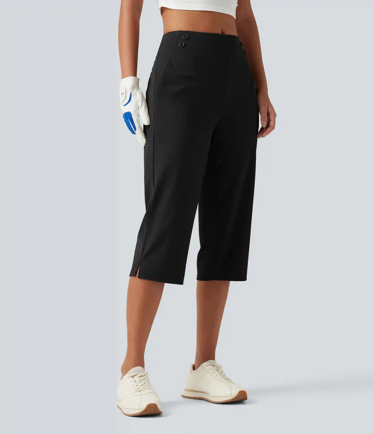 Mid Rise Quick Dry Capri Golf Pants with Pockets-UPF40+
