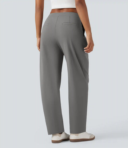 Halara Flex™ DayStretch Asymmetric Mid Rise Barrel Leg Work Pants with Pockets
