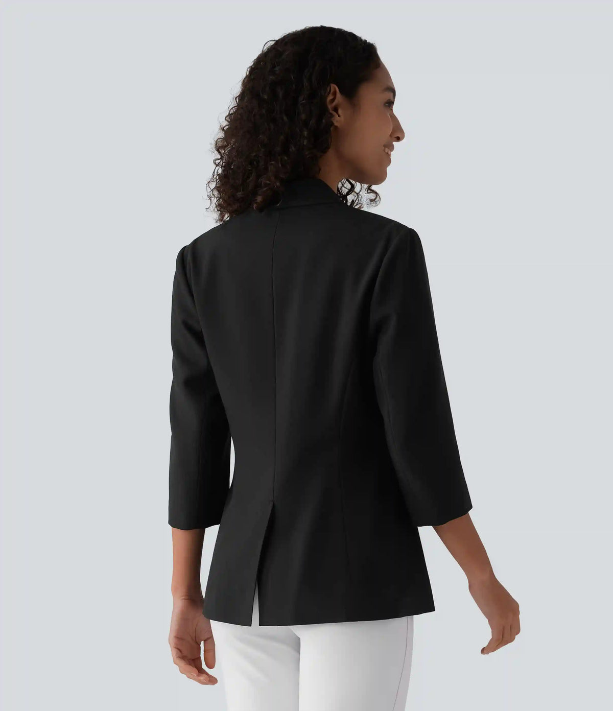 Shawl Collar 3/4 Sleeve Work Blazer with Pockets