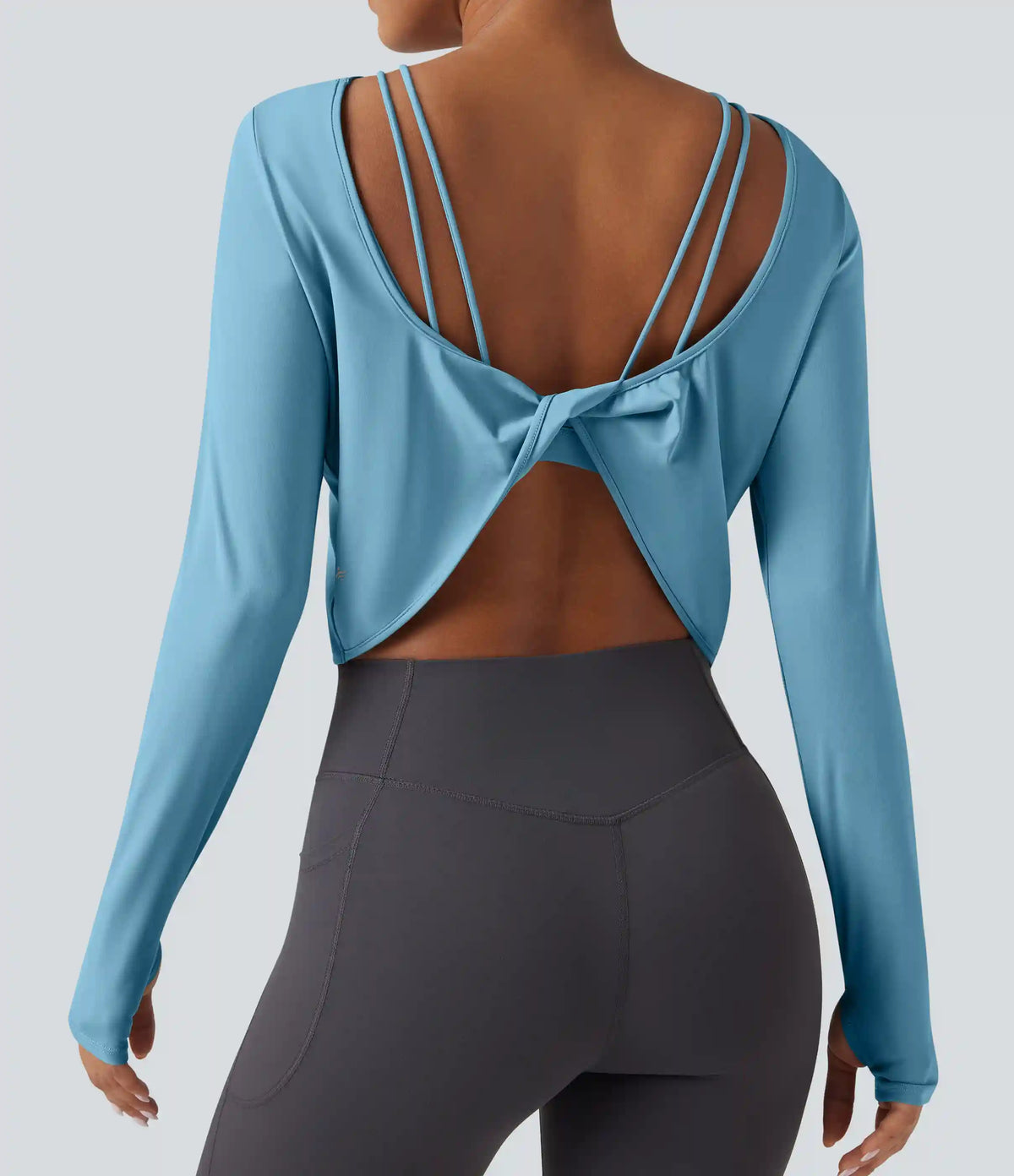 SoftlyZero™ QuickDry Backless Twist-back Long Sleeve Thumb Holes 2-in-1 Yoga Sports Top