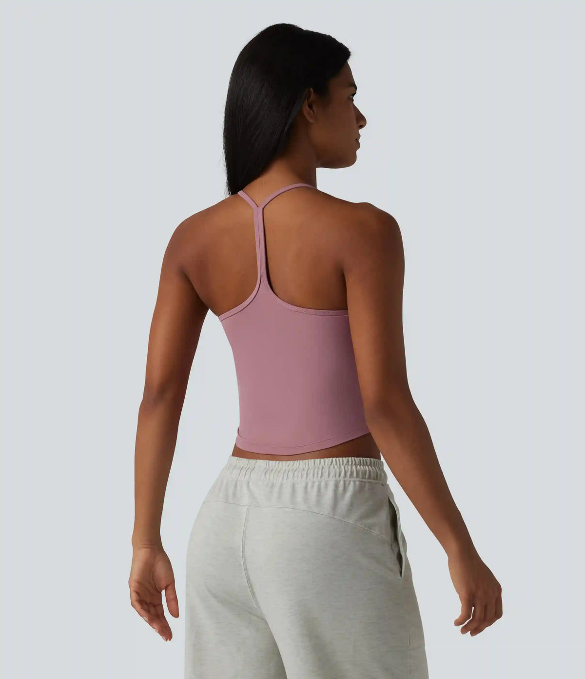 U-Neck Y-back Curved Hem Built-in Bra InstantCool Quick Dry Casual Tank Top-UPF50+
