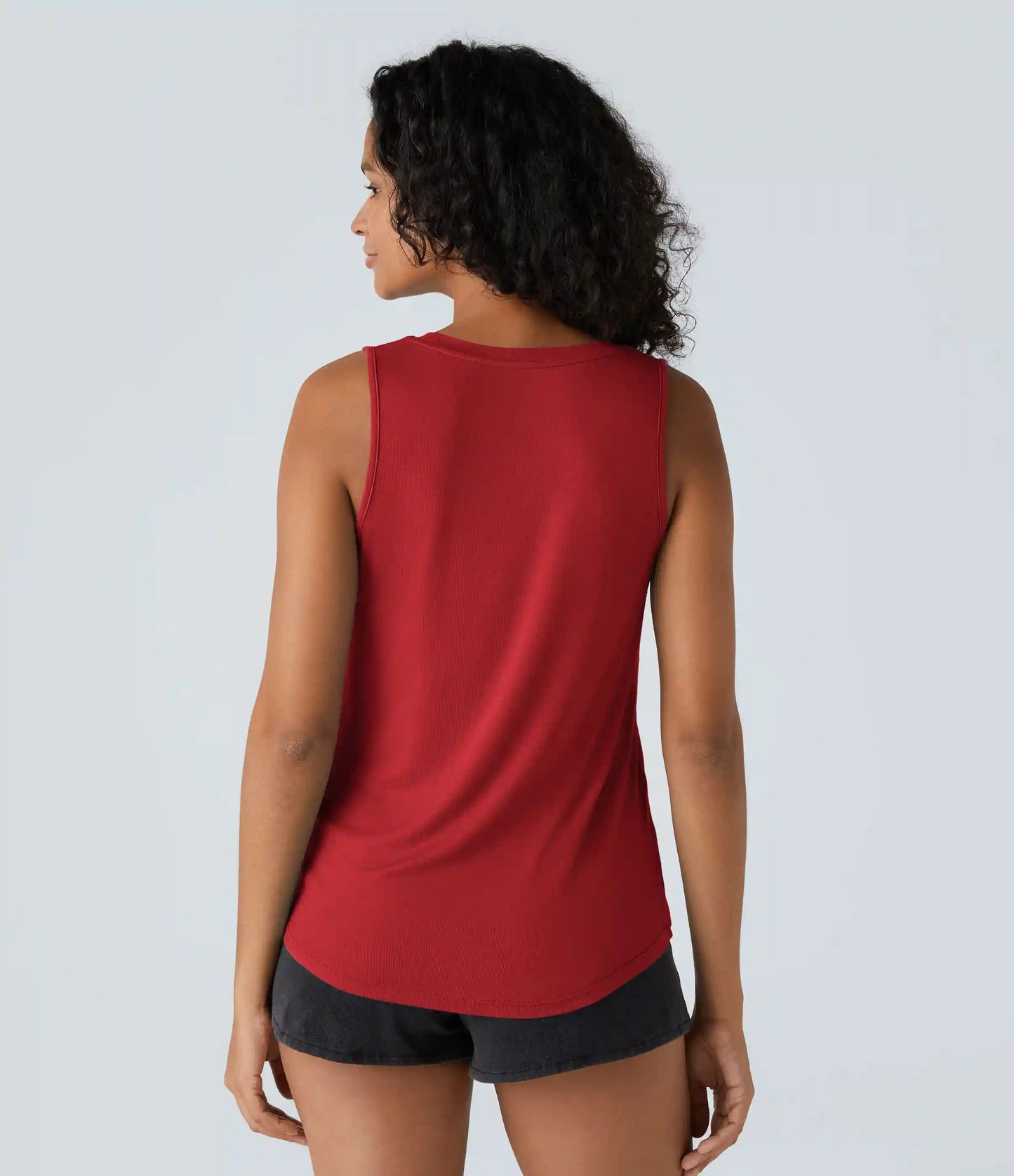 Ribbed Round Neck Basic Casual Tank Top