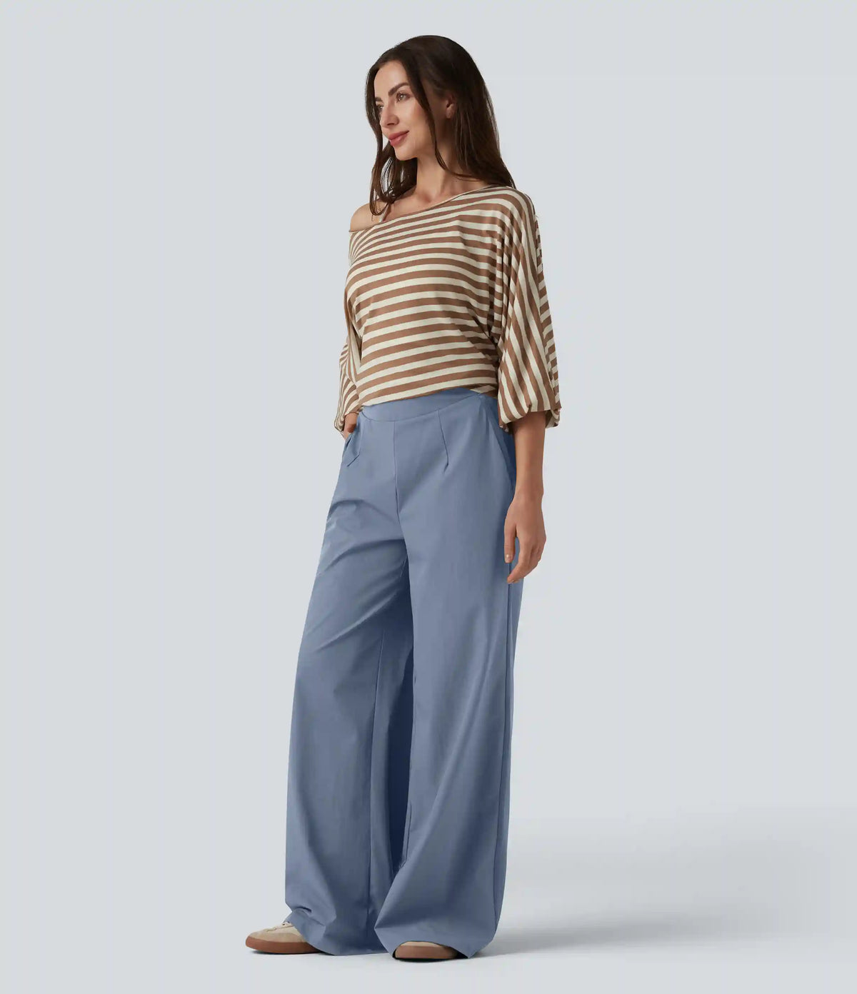High Waisted Wide Leg Baggy Casual Pants with Pockets