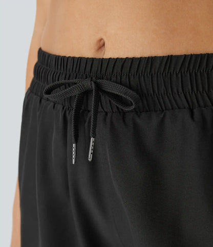 Mid Rise Drawstring Contrast Mesh 2-in-1 Flowy Running Shorts 5''