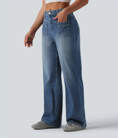 Halara Flex™ Mid Rise Straight Leg Casual Jeans with Pockets