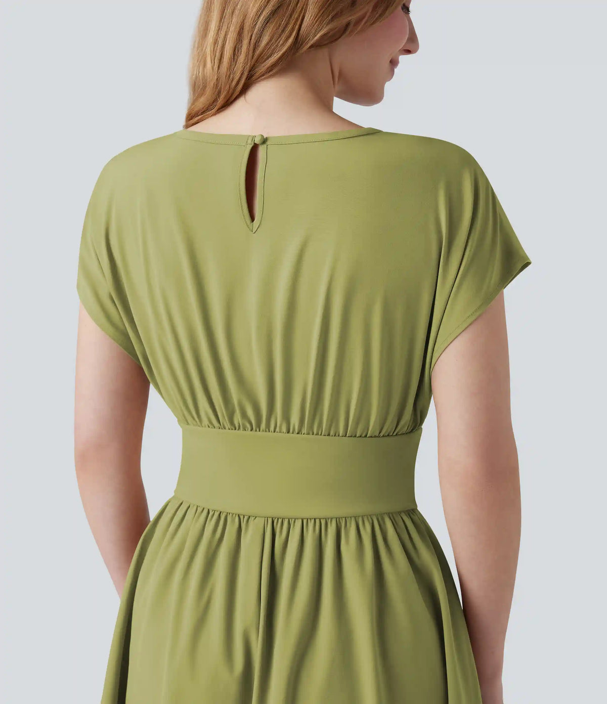 Breezeful™ Batwing Short Sleeve Flowy Quick Dry Mini Work Dress with Pockets