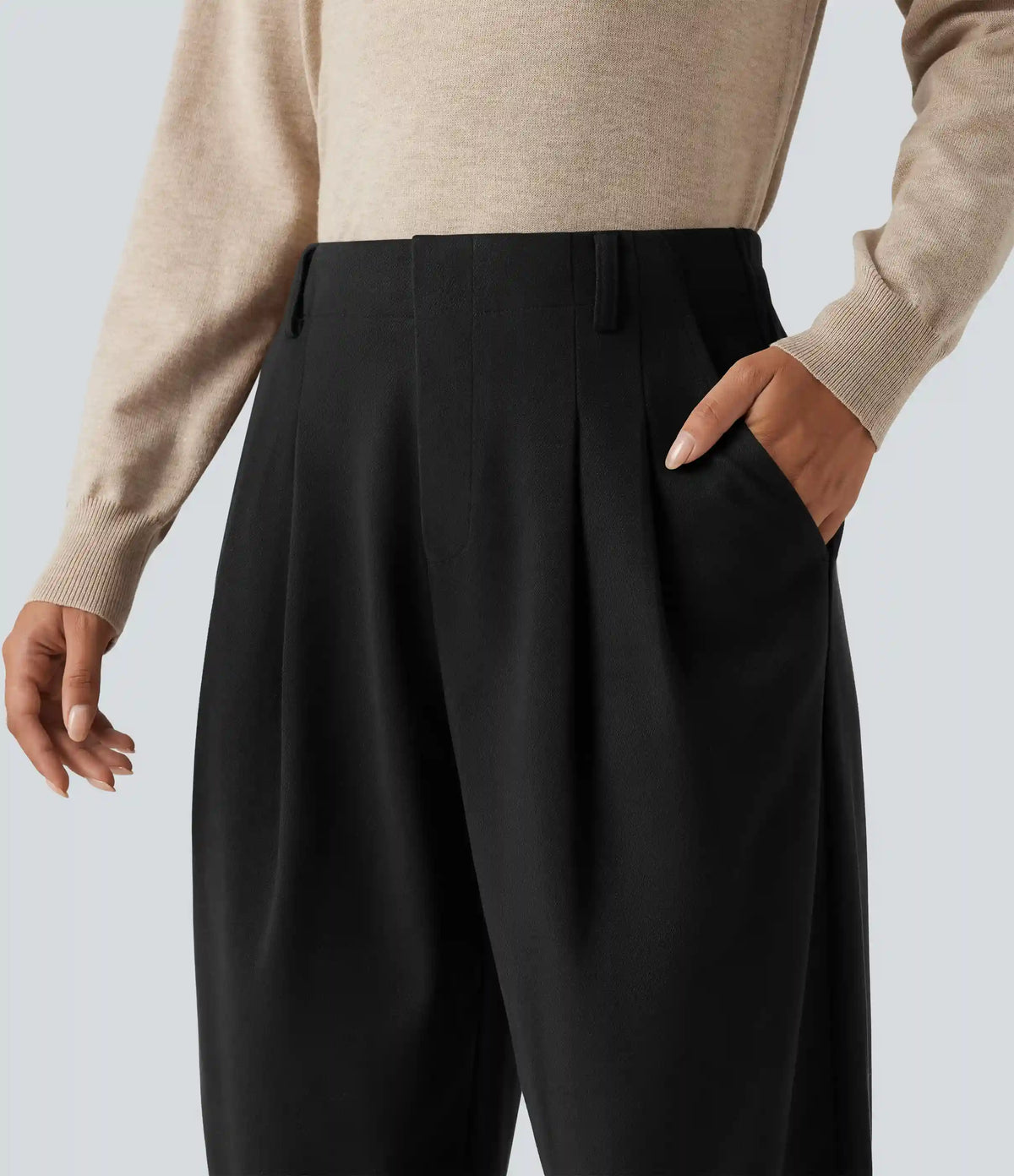 High Waisted Tapered Work Pants with Pockets
