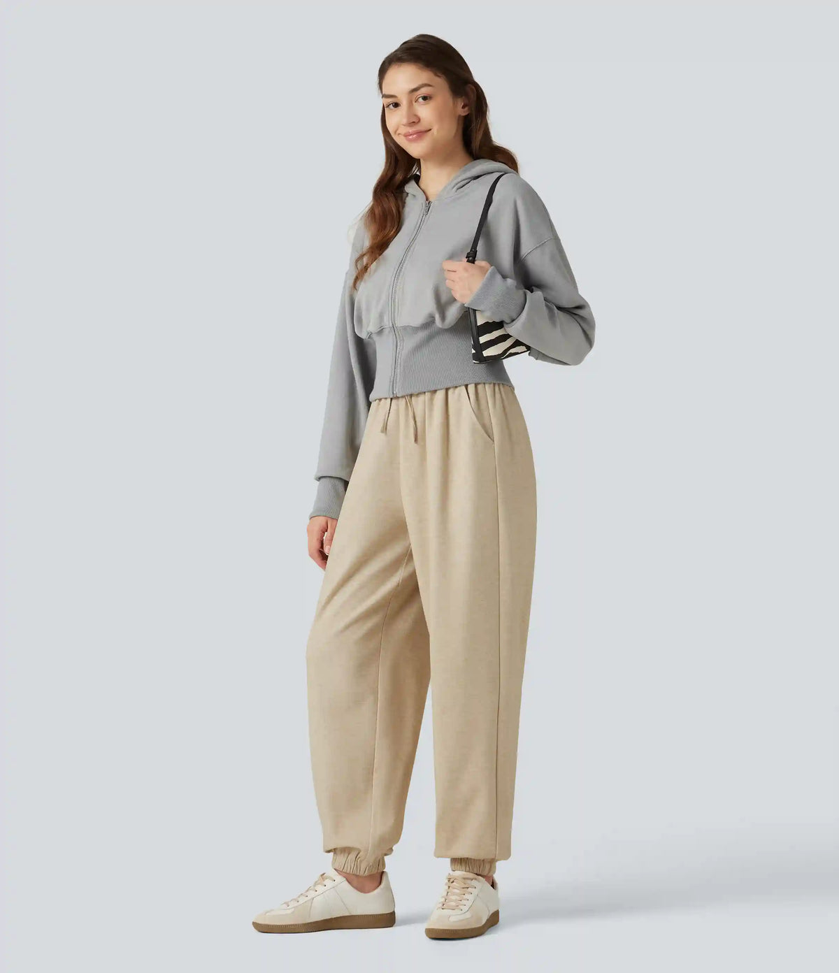 High Waisted Drawstring Casual Joggers with Pockets