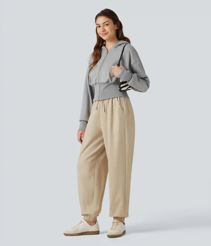 High Waisted Drawstring Casual Joggers with Pockets