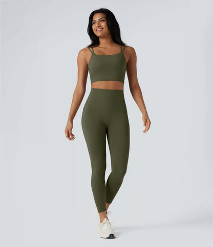 Halara UltraSculpt™ Double Straps Twisted Backless Cropped Yoga Tank Top