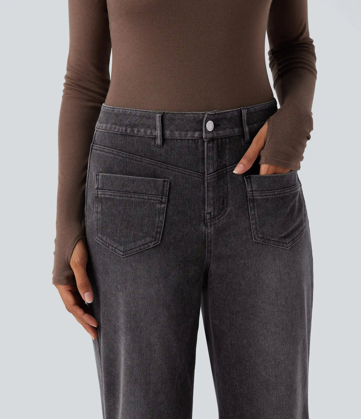 Halara Flex™ Mid Rise Straight Leg Casual Jeans with Pockets