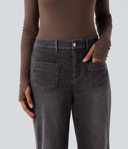 Halara Flex™ Mid Rise Straight Leg Casual Jeans with Pockets