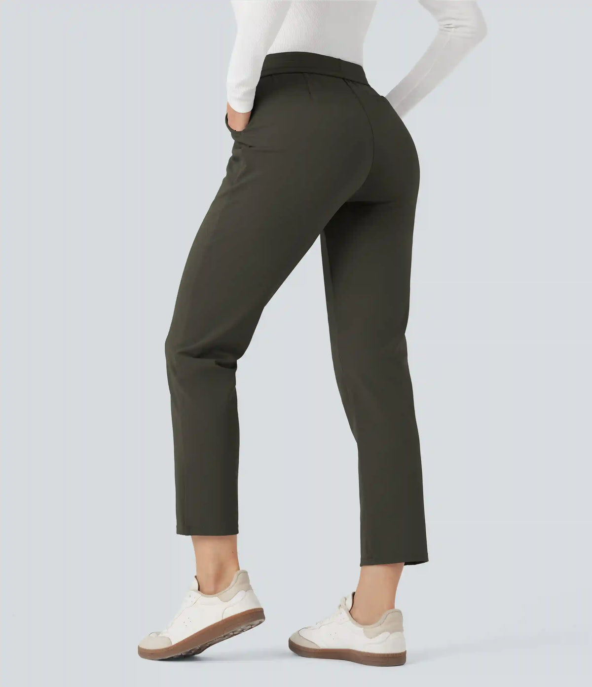 Halara Flex™ DayStretch Foldover High Waisted Drawstring 7/8 Slim Work Pants with Pockets
