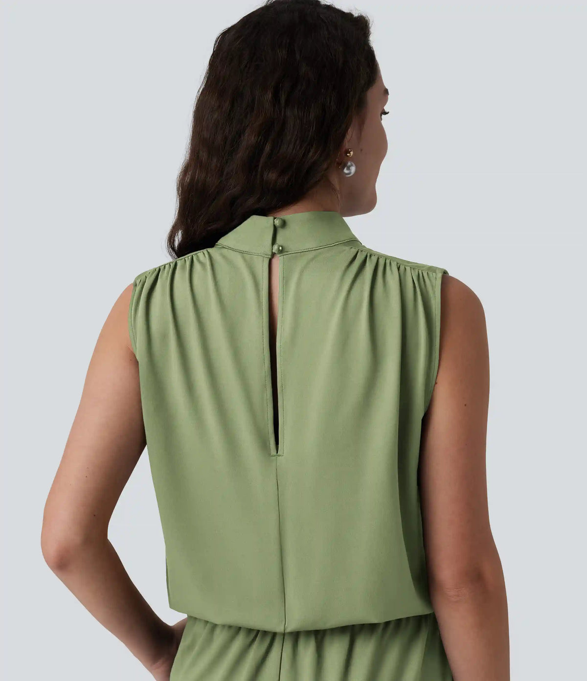 Stand Collar Sleeveless Straight Leg Bridesmaid And Wedding Guest Jumpsuit with Pockets-Easy Peezy