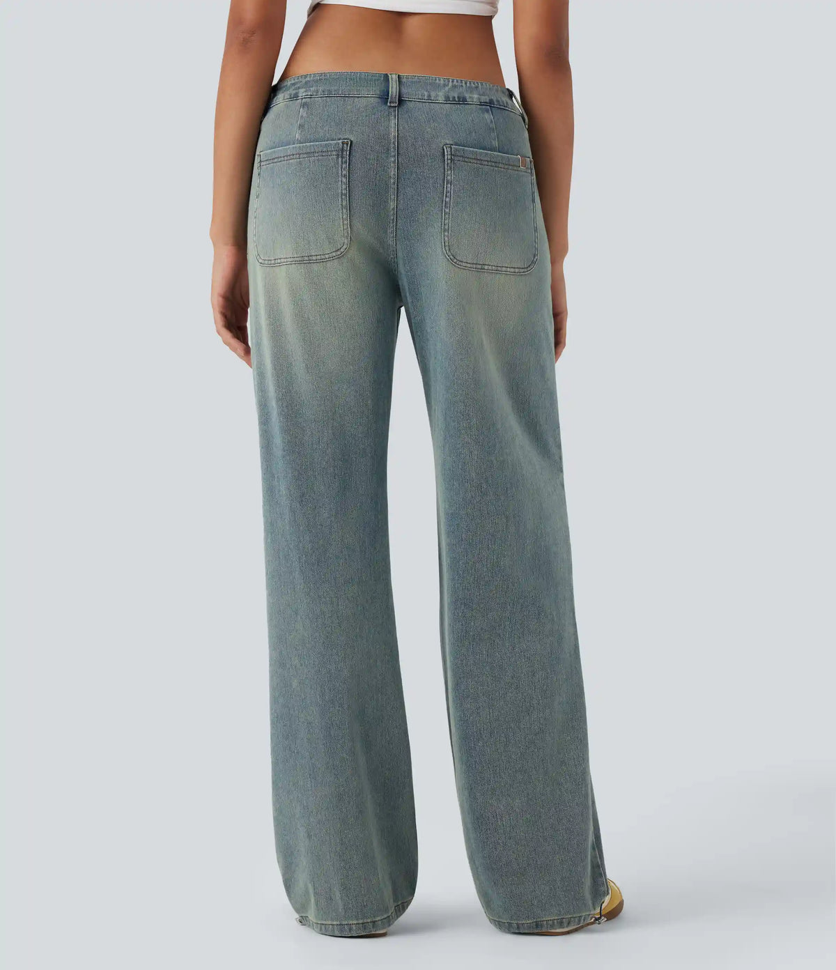 Halara Flex™ Low Rise Adjustable Drawcord Stretchy Knit Casual Parachute Jeans with Multiple Pockets