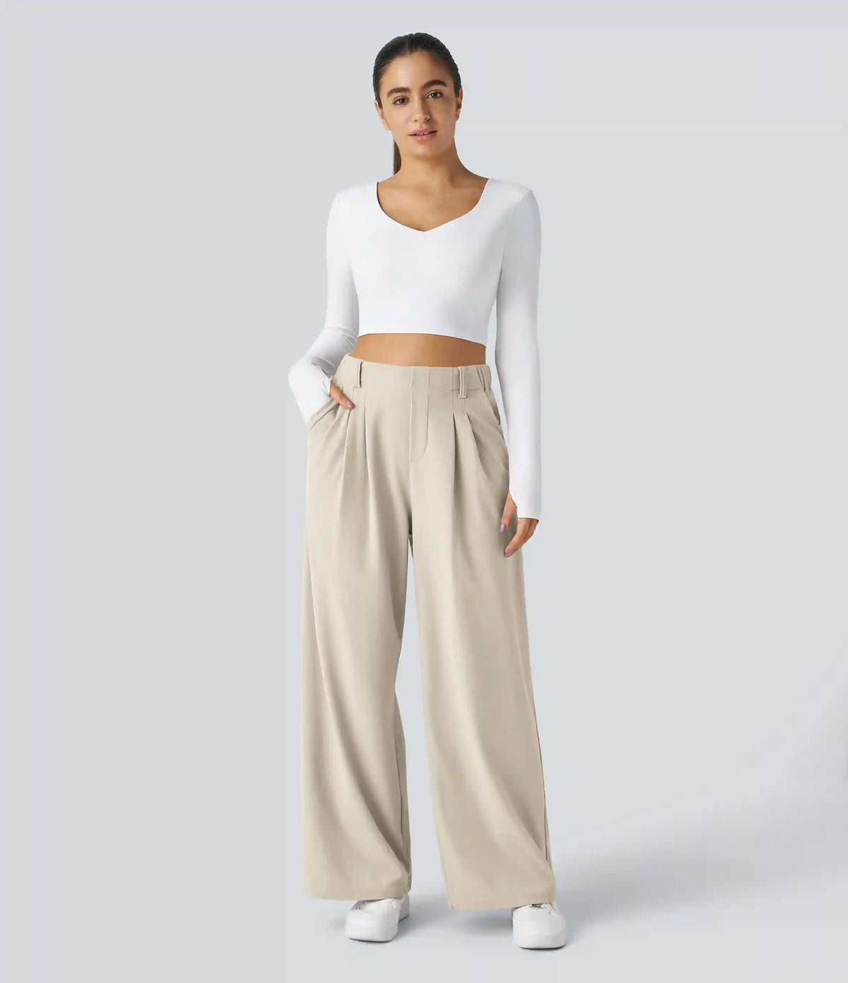 Halara Flex™ High Waisted Pocket Wide Leg Waffle Work Pants