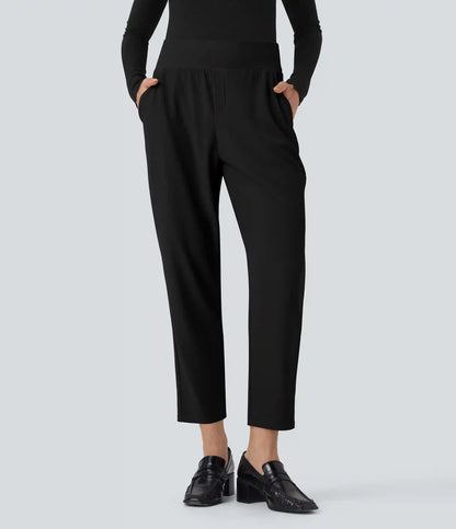 Halara Flex™ Mid Rise Tummy Control Micro Waffle Work Tapered Pants with Pockets