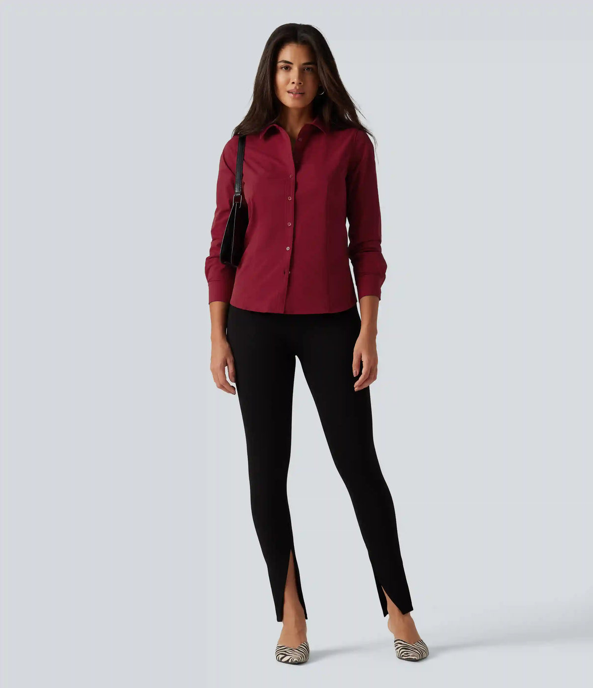 Long Sleeve Curved Hem Work Shirt