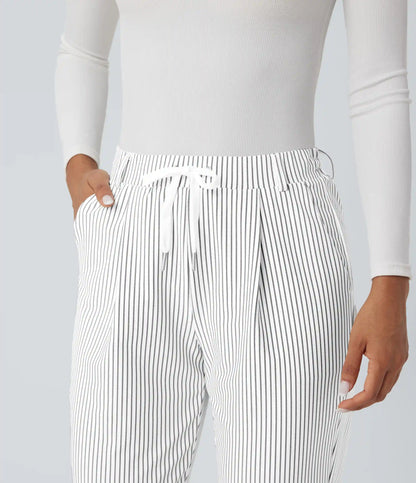 Halara Flex™ Mid Rise Drawstring Tapered Stripe Work Pants with Pockets