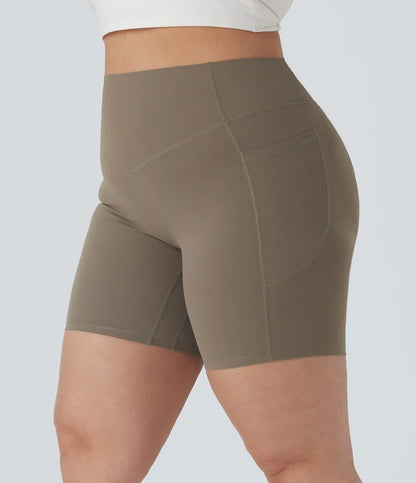 Plus Size Halara UltraSculpt™ High Waisted Scrunch Butt Lifting Tummy Control Shaping Training Biker Shorts 7'' with Pockets