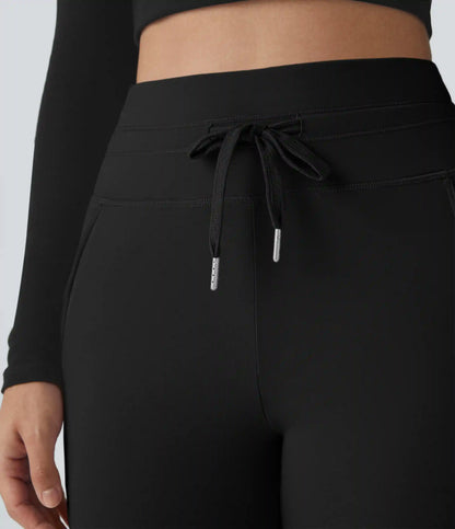 SoftlyZero™ Plush High Waisted Drawstring Pocket Plain Full Length Joggers