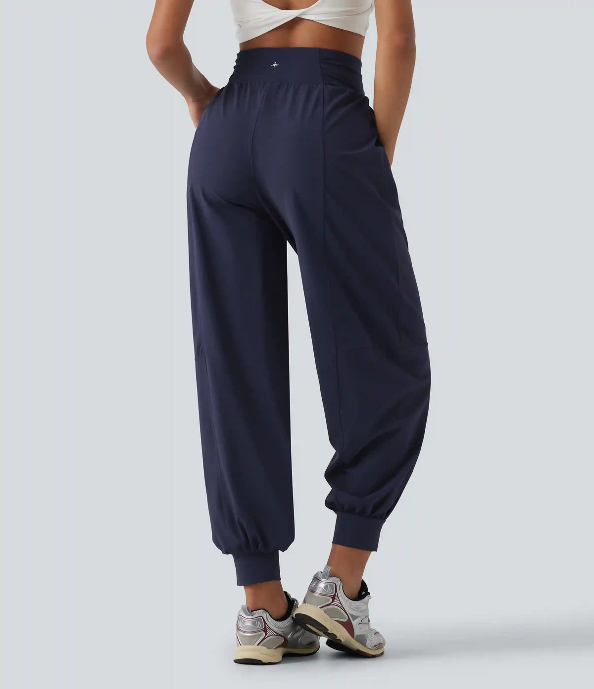 High Waisted Color Block Drawstring Quick Dry InstantCool Running Joggers with Pockets