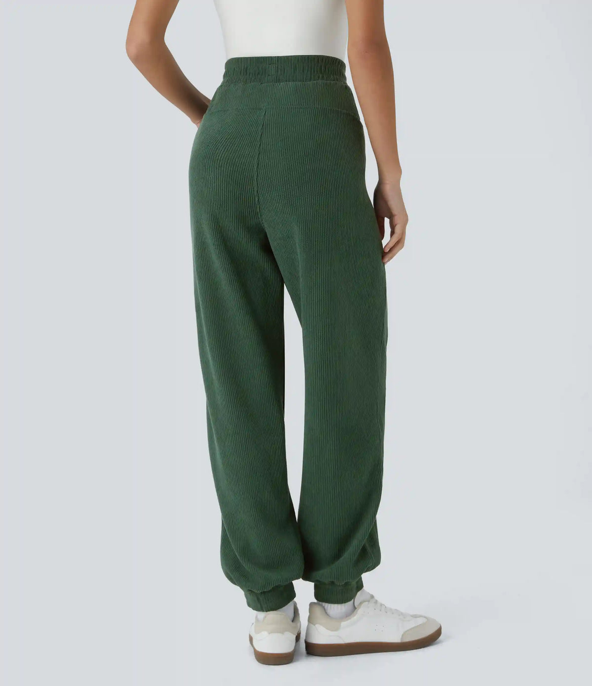 High Waisted Pocket Corduroy Casual Joggers