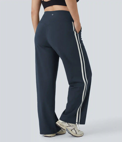 Plus Size Halara UltraSculpt™ High Waisted Tummy Control Color Block Stripes Yoga Baggy Pants with Pockets