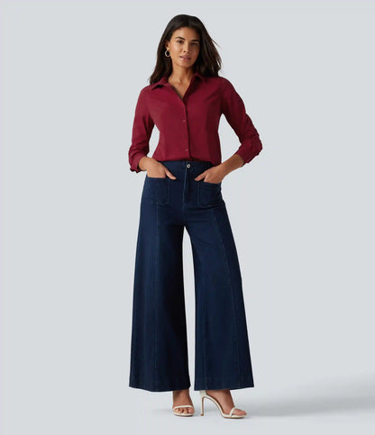 Long Sleeve Curved Hem Work Shirt