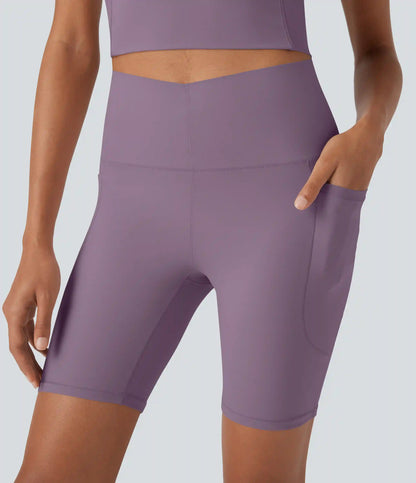 Halara UltraSculpt™ Cool Quick Dry High Waisted Tummy Control Training Biker Shorts 7'' with Pockets-UPF50+