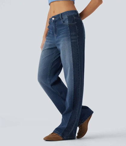 Halara Flex™ Low Rise Color Block Wide Leg Casual Jeans with Pockets