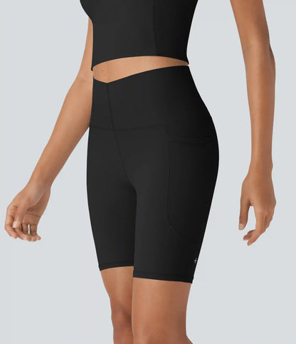 Halara UltraSculpt™ Cool Quick Dry High Waisted Tummy Control Training Biker Shorts 7'' with Pockets-UPF50+