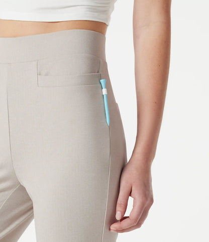High-waisted Slim Herringbone Golf Capri Pants with Pockets