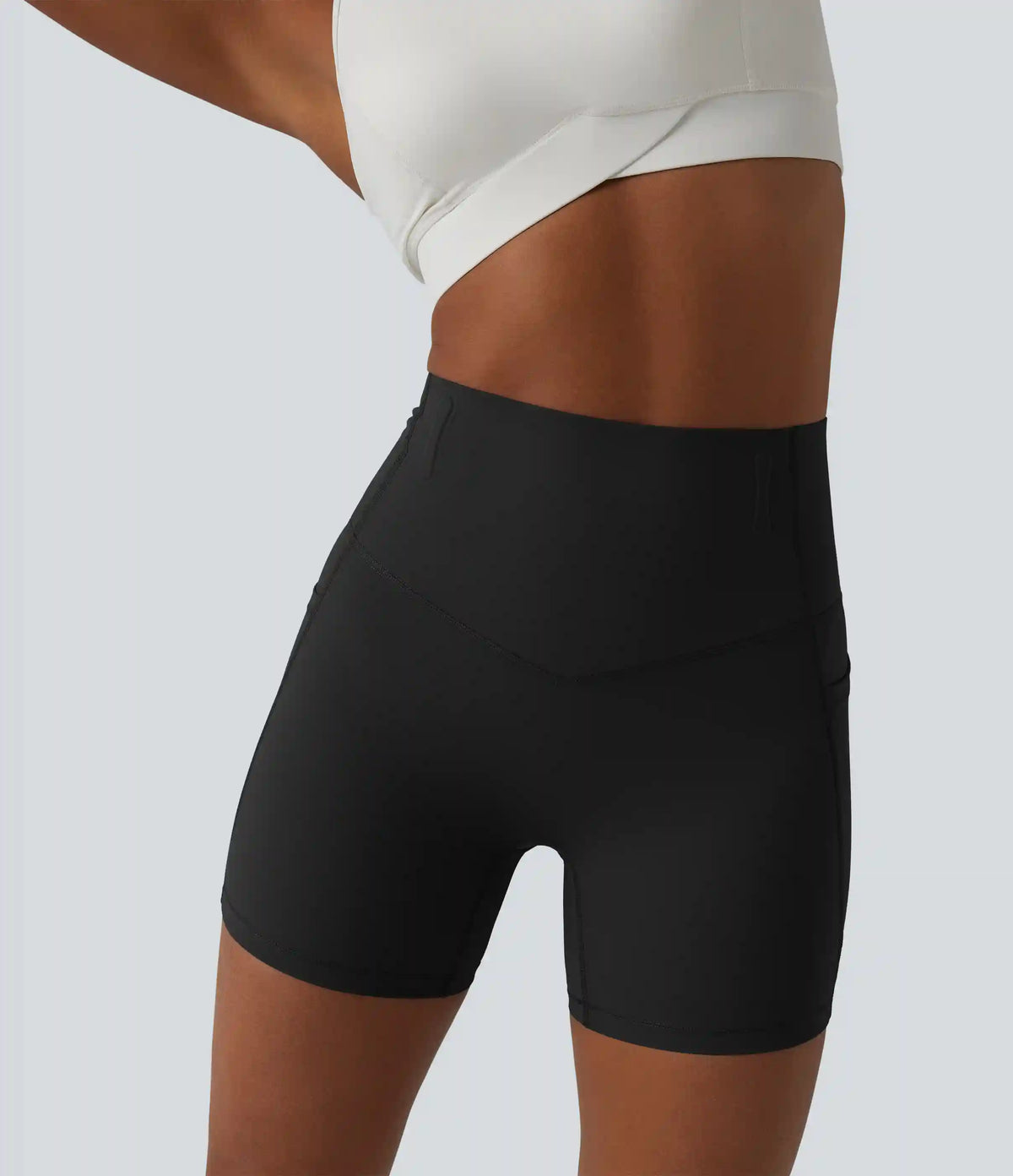 Halara UltraSculpt™ High Waisted Anti-Roll Tummy Control Shaping Workout Biker Shorts 5'' with Pockets