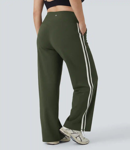 Plus Size Halara UltraSculpt™ High Waisted Tummy Control Color Block Stripes Yoga Baggy Pants with Pockets