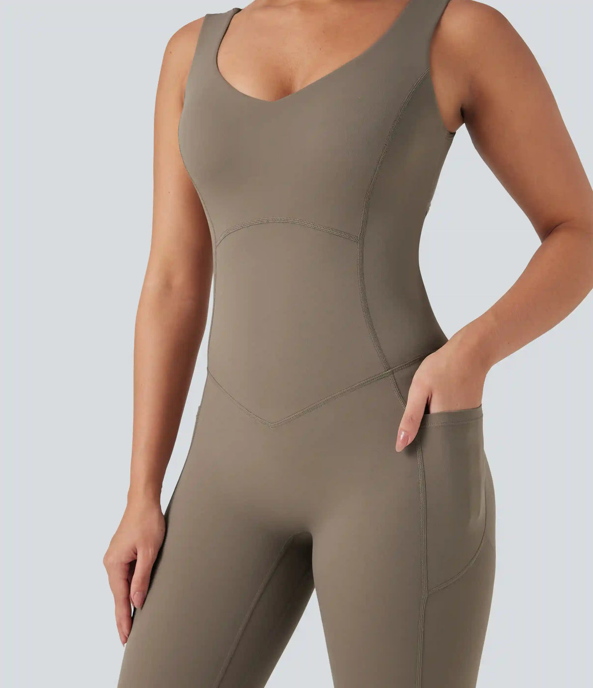 Halara UltraSculpt™ V Neck Tummy Control Butt Lifting Workout Jumpsuit with Pockets