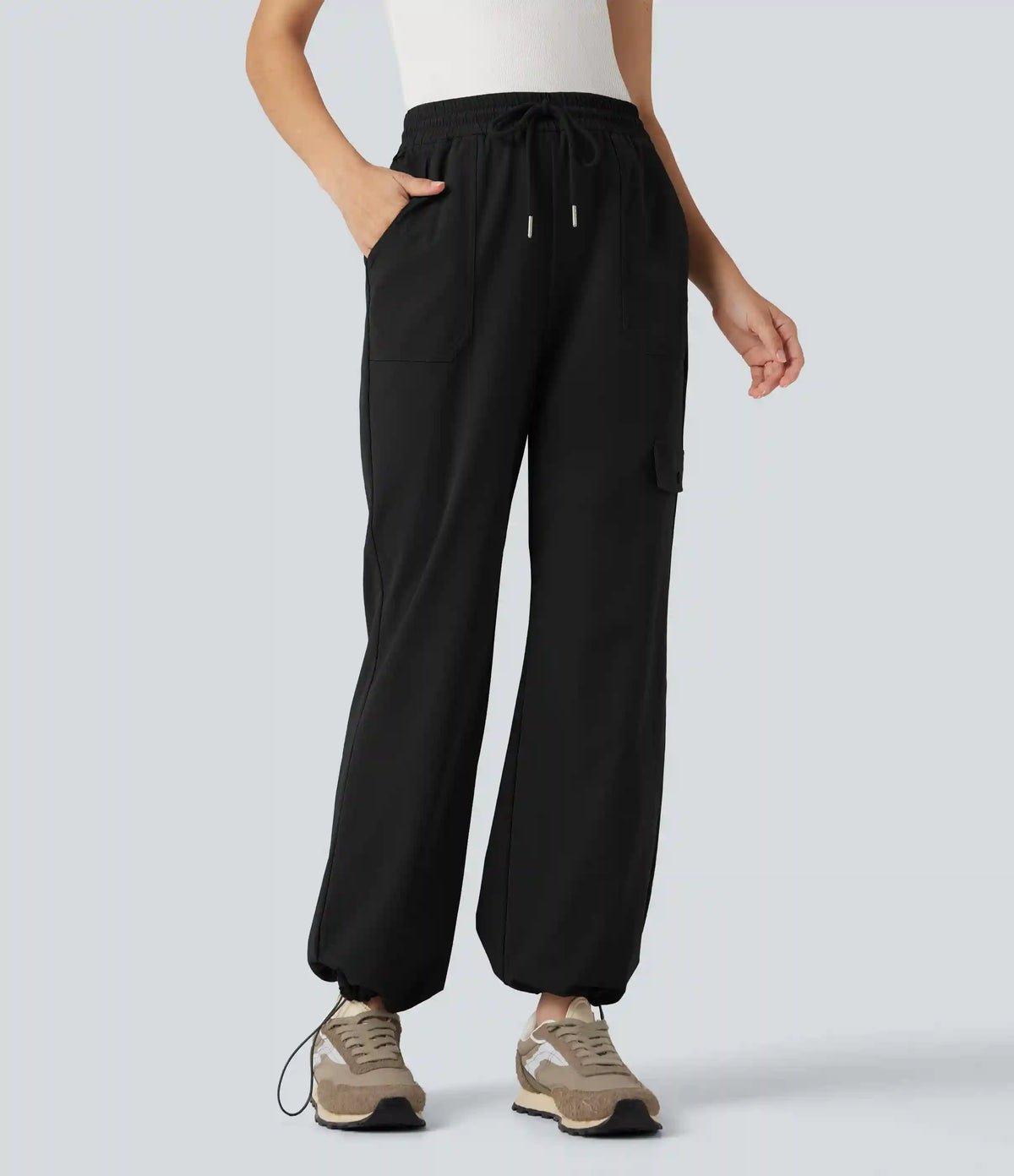 High Waisted Drawstring Bootcut Hiking Pants with Pockets