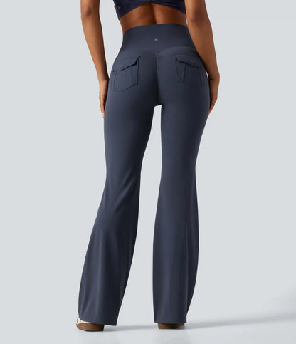Halara UltraSculpt™ High Waisted Tummy Control Ruched Flare Yoga Leggings with Pockets