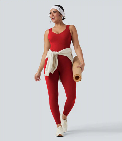 Halara UltraSculpt™ V Neck Tummy Control Butt Lifting Workout Jumpsuit with Pockets
