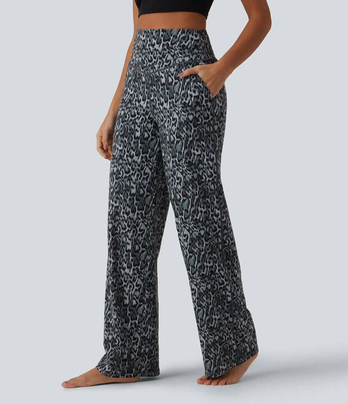 Halara UltraSculpt™ Leopard Print High Waisted Tummy Control Straight Leg Yoga Pants with Pockets