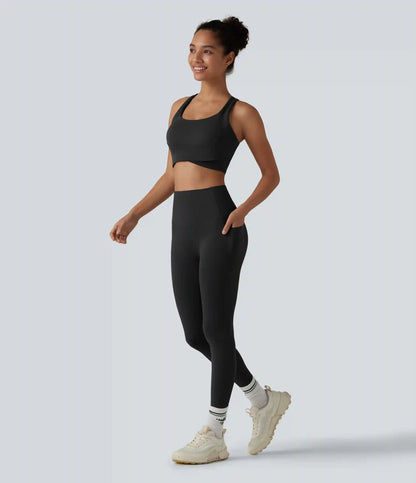 Halara UltraSculpt™ Ribbed High Waisted Tummy Control Yoga Leggings with Pockets