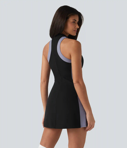 Halara UltraSculpt™ Mock Neck Sleeveless Color Block Mini Golf Dress with Pockets