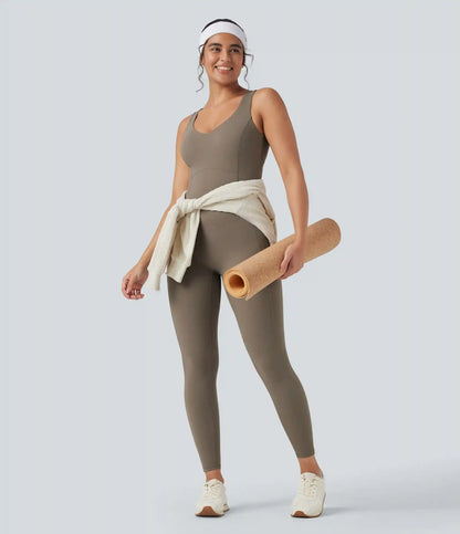 Halara UltraSculpt™ V Neck Tummy Control Butt Lifting Workout Jumpsuit with Pockets