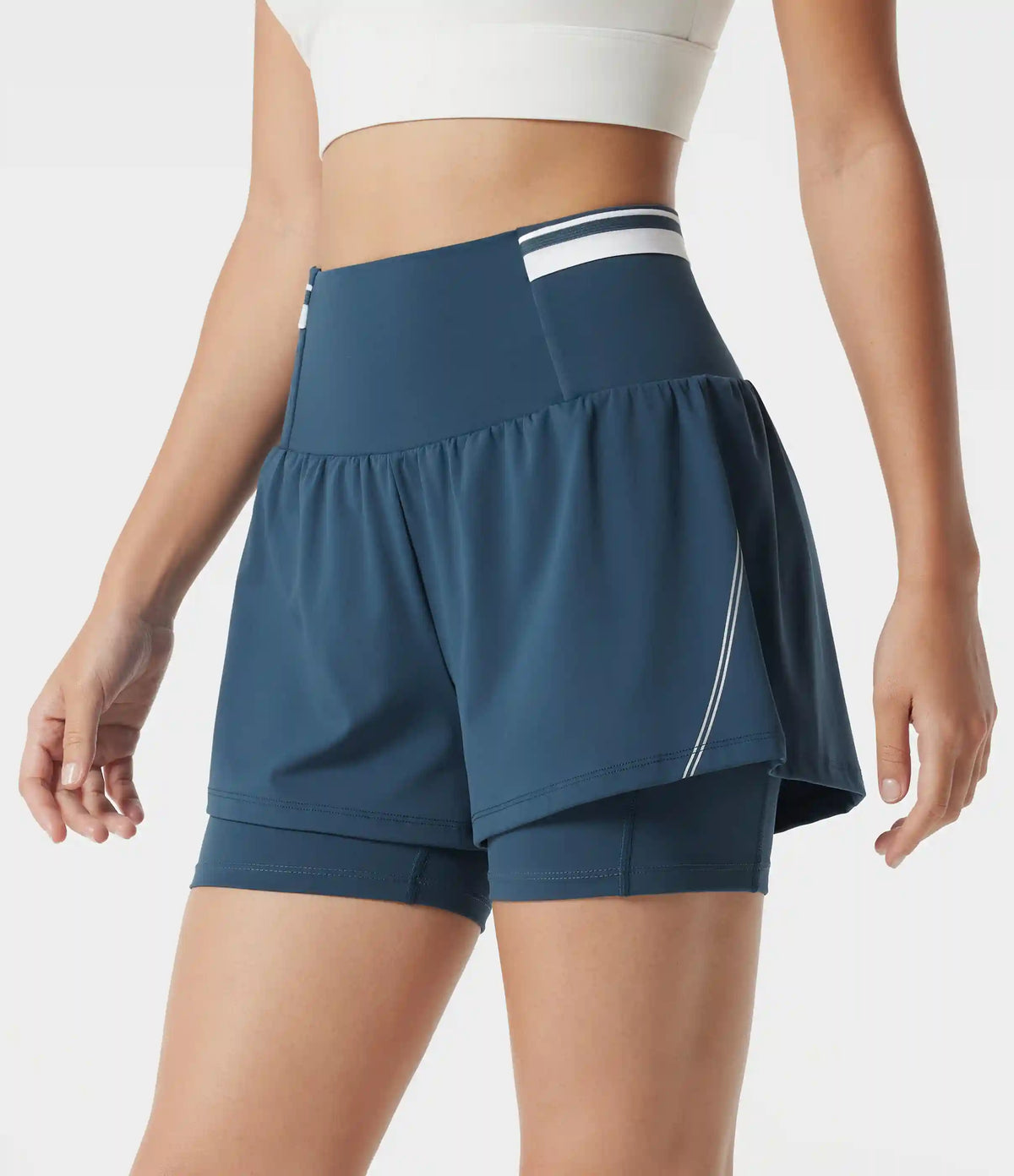 SoftlyZero™ Airy Reflective Super High Waisted Tummy Control 2-in-1 Cool Touch Workout Shorts 5'' with Pockets