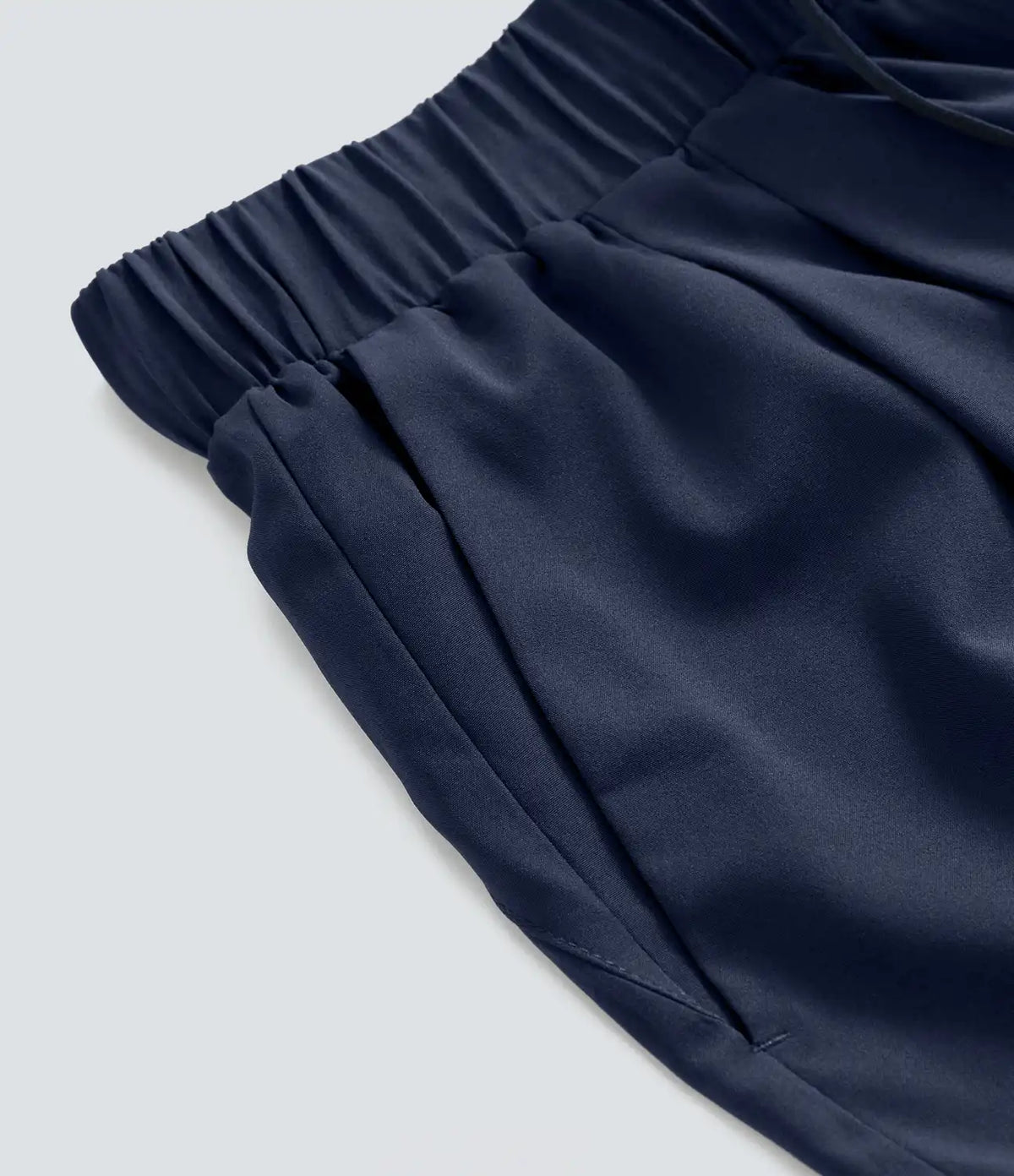 High Waisted Elastic Waistband Drawstring Pleated Yoga Shorts 3" with Pockets