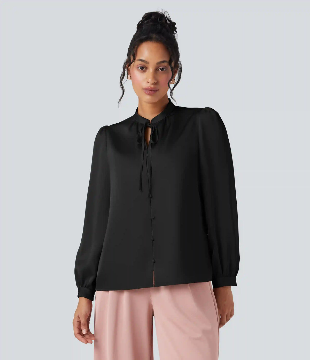 Tie Front Long Sleeve Work Shirt