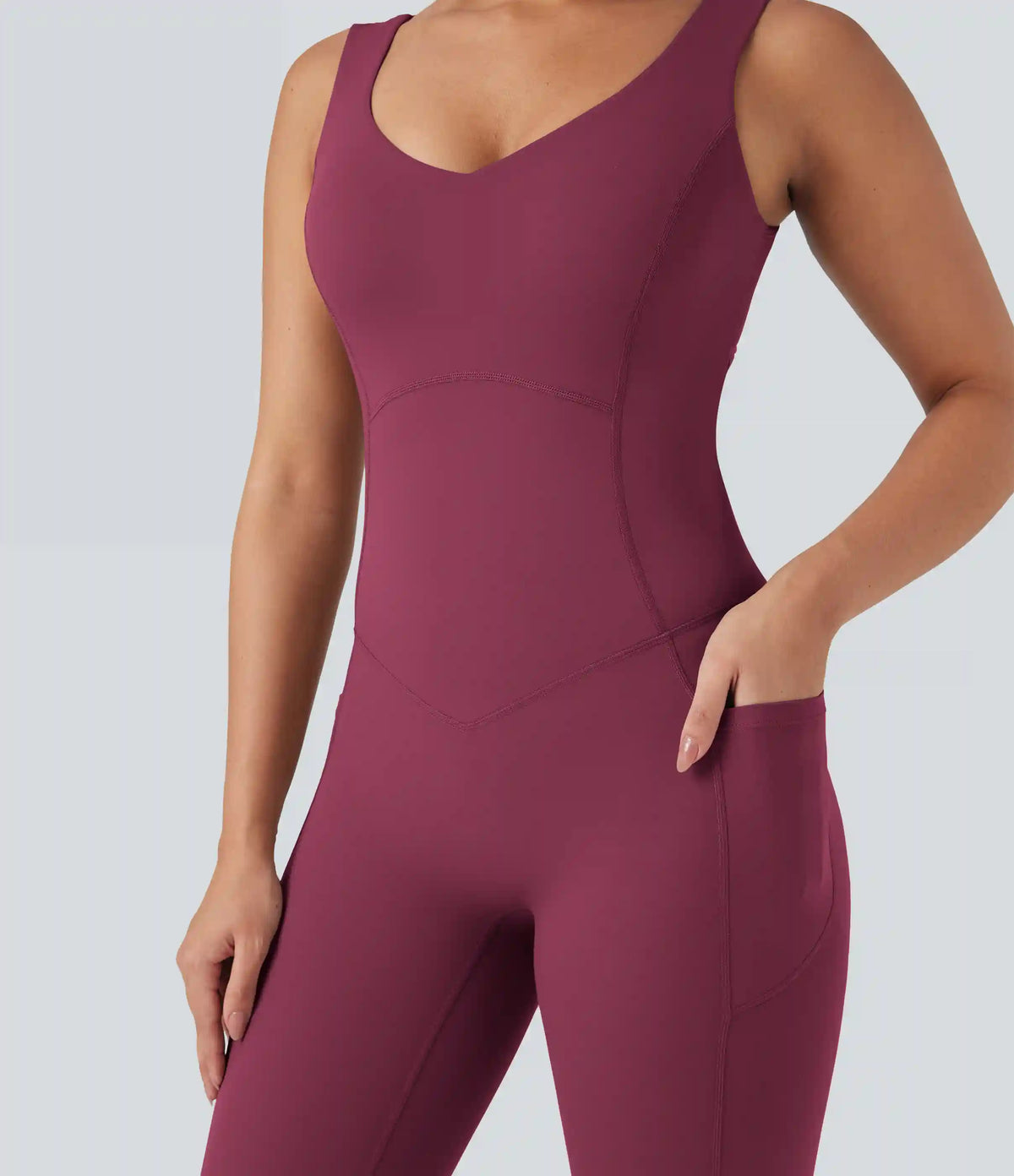 Halara UltraSculpt™ V Neck Tummy Control Butt Lifting Workout Jumpsuit with Pockets