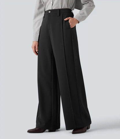 High Waisted Wide Leg Work Pants with Pockets
